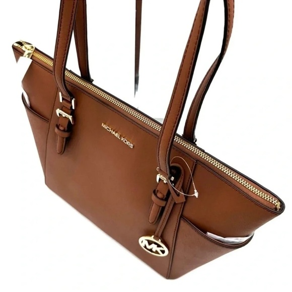 Michael Kors Large Charlotte Tote Bag Luggage Brown - Picture 7 of 12